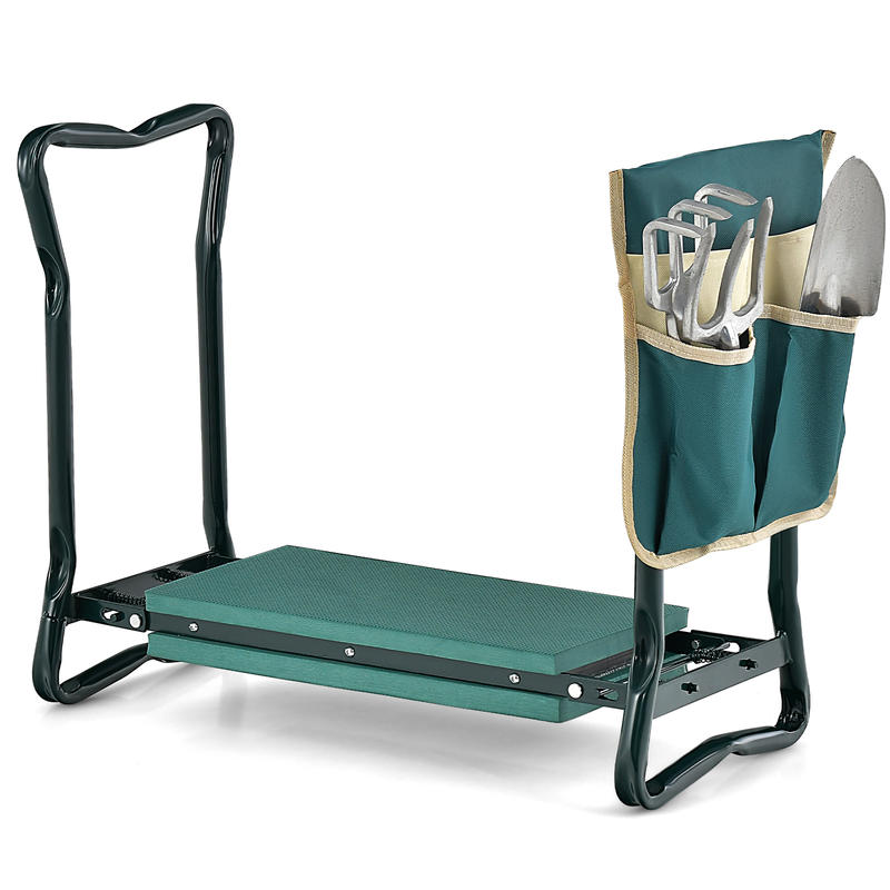Gardening Tools For Seniors - เก้าอี้นั่งทำสวนแบบพับได้ พร้อมเบาะโฟม EVA หนา โครงเหล็กแข็งแรง พร้อมกระเป๋าใส่เครื่องมือด้านข้าง