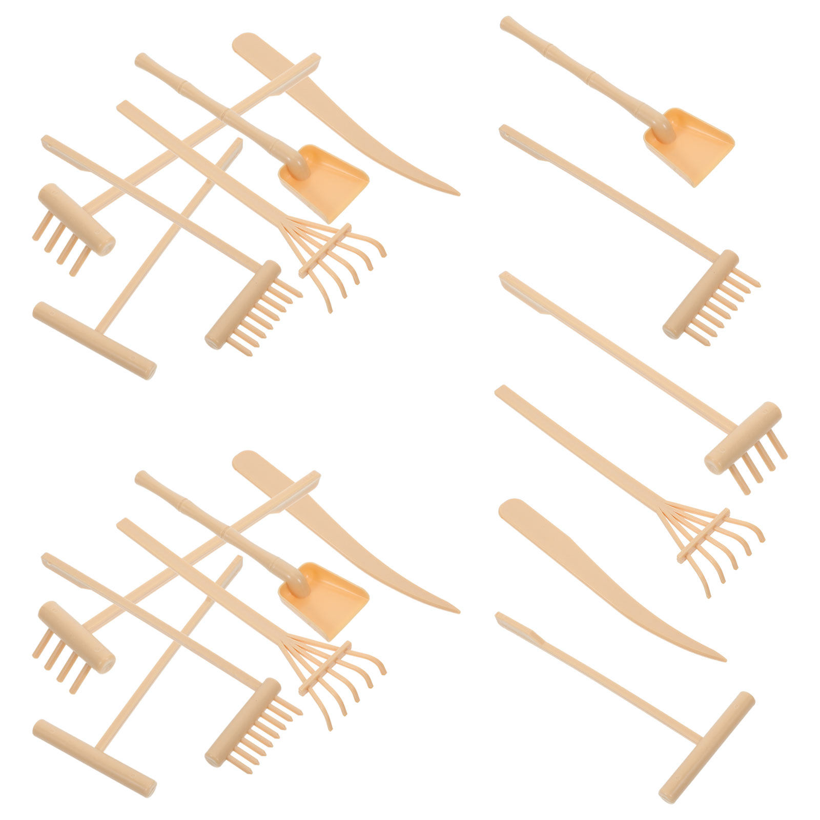 Gardening Tools And Accessories - ชุดเครื่องมือจัดสวนทรายขนาดเล็ก 4 ชิ้น อุปกรณ์ตกแต่งถาดทรายพลาสติกแบบถือมือ สำหรับตกแต่งโต๊ะทำงาน เหมาะสำหรับการนั่งสมาธิและการผ่อนคลาย