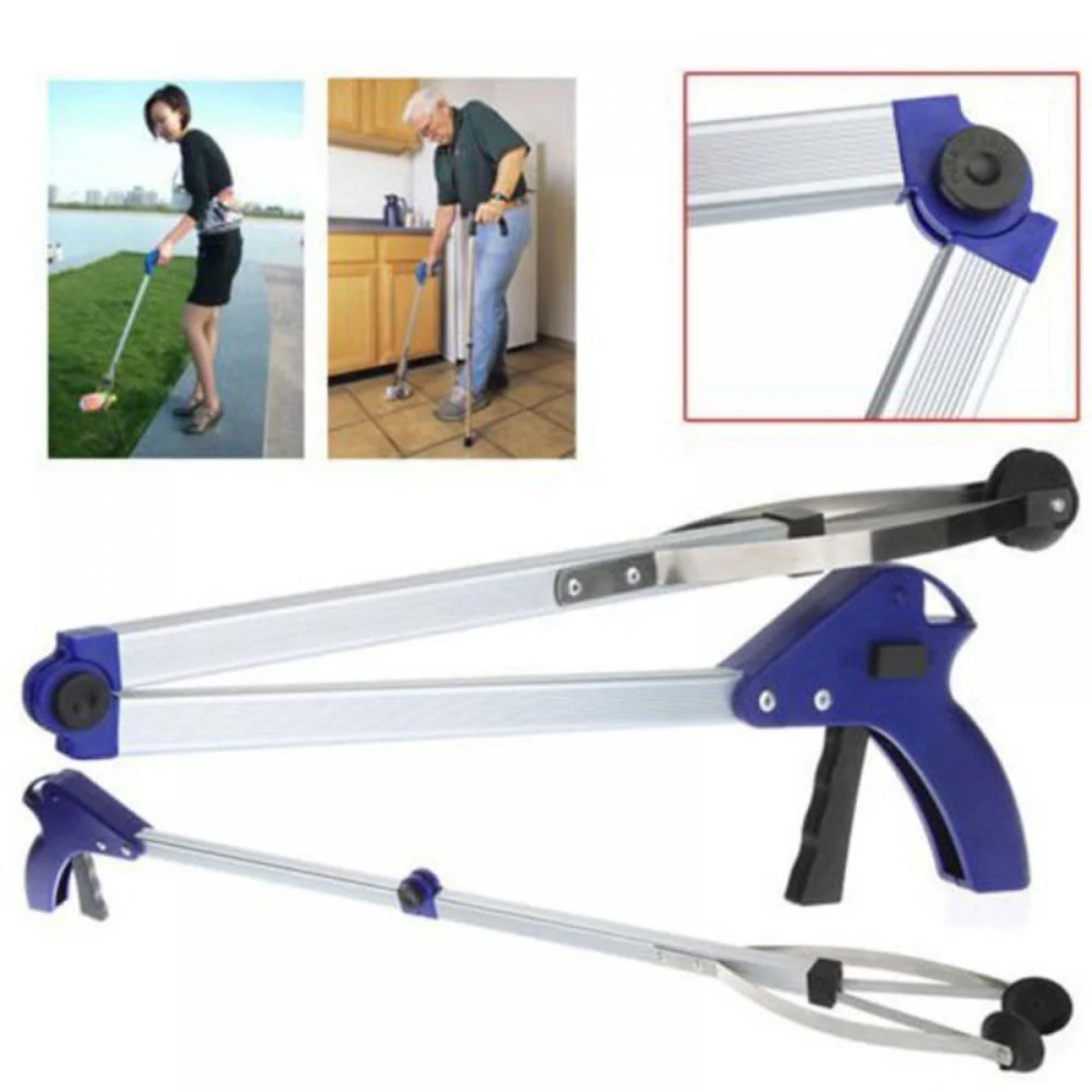 Gardening Tools For Seniors - ยาวพับอลูมิเนียมหนา Helper Grabber ขยะสะสมสุขาภิบาลไม้กวาดขยะคลิปน้ําหนักเบาเครื่องมือสําหรับผู้สูงอายุ