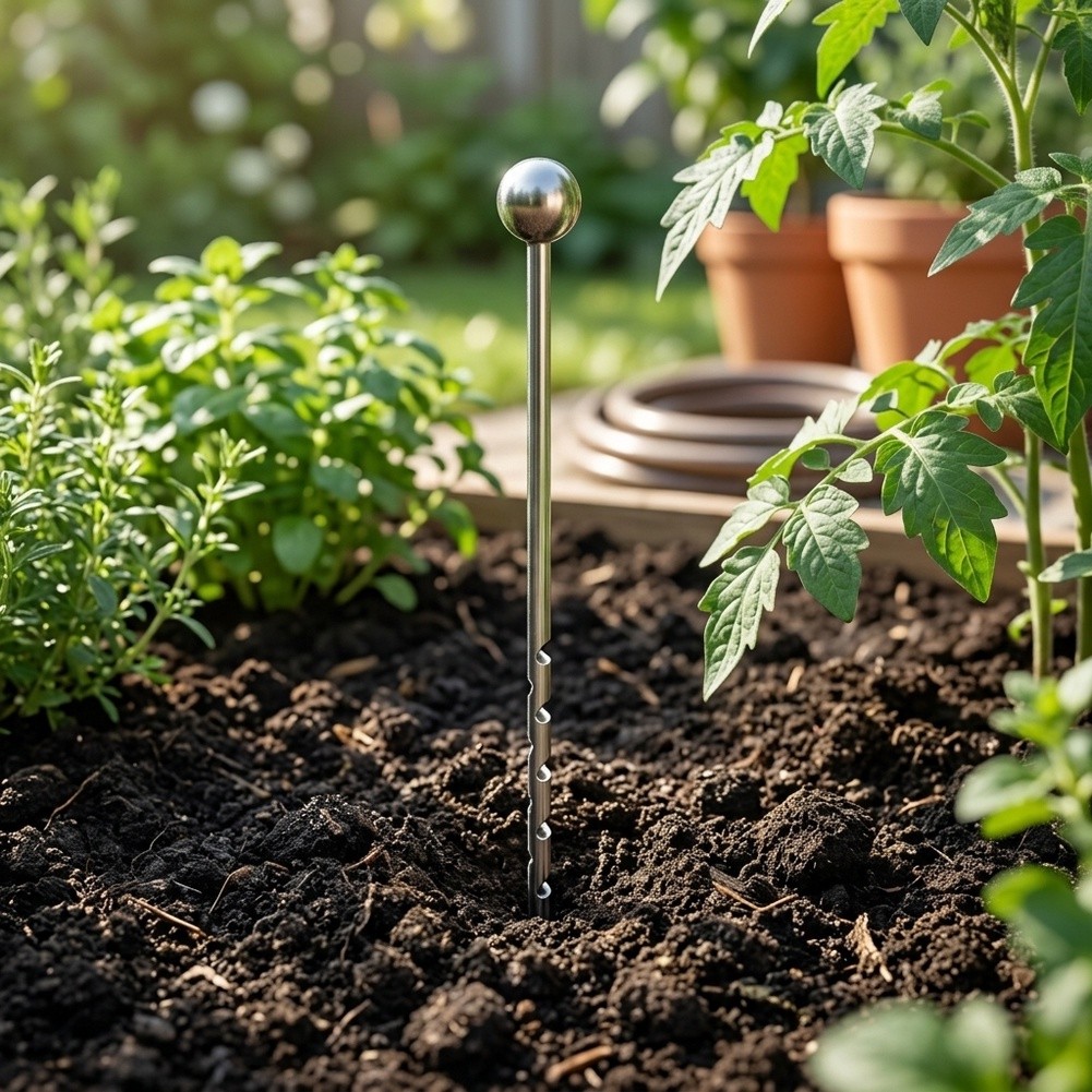 Gardening Tools Required - โพรบวัดความชื้นในดินสแตนเลสขนาด 14 นิ้ว สำหรับการเก็บตัวอย่างดินในฟาร์ม เครื่องมือประเมินความชื้นในดินแบบพกพา ไม่ต้องใช้พลังงาน