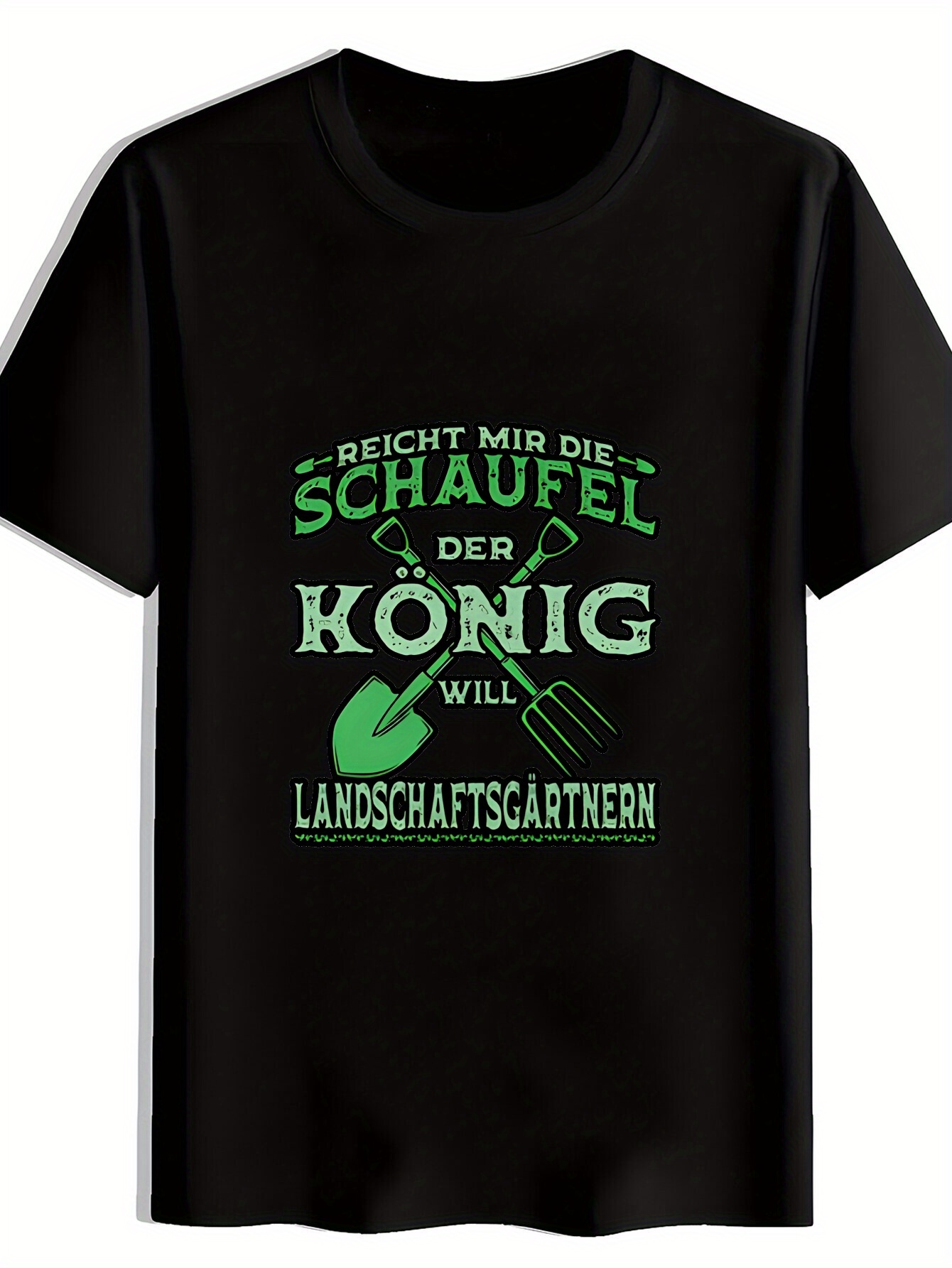 Gardening Tools German - เสื้อยืดแขนสั้นลำลองสำหรับผู้ชาย - ลายพิมพ์เครื่องมือทำสวนสีดำพร้อมข้อความภาษาเยอรมัน เสื้อคอกลมสำหรับฤดูร้อน ซักด้วยเครื่องได้ ทรงพอดีตัว