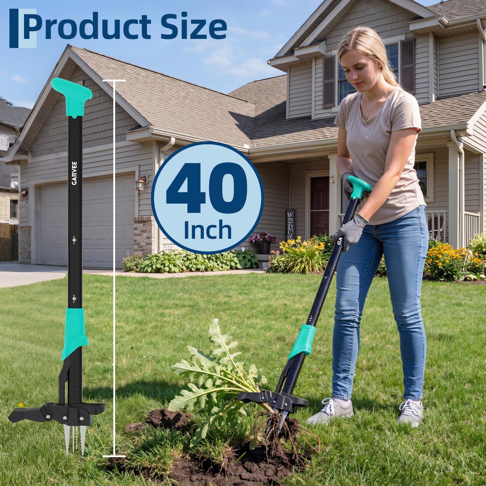 Gardening Tools For Seniors - ที่ดึงวัชพืชแบบด้ามยาว ไม่ต้องก้มตัว ใช้งานง่าย – กำจัดวัชพืชได้อย่างง่ายดาย พร้อมแป้นเหยียบที่แข็งแรงและเครื่องมือกำจัดวัชพืชที่ทำจากอะลูมิเนียมน้ำหนักเบา
