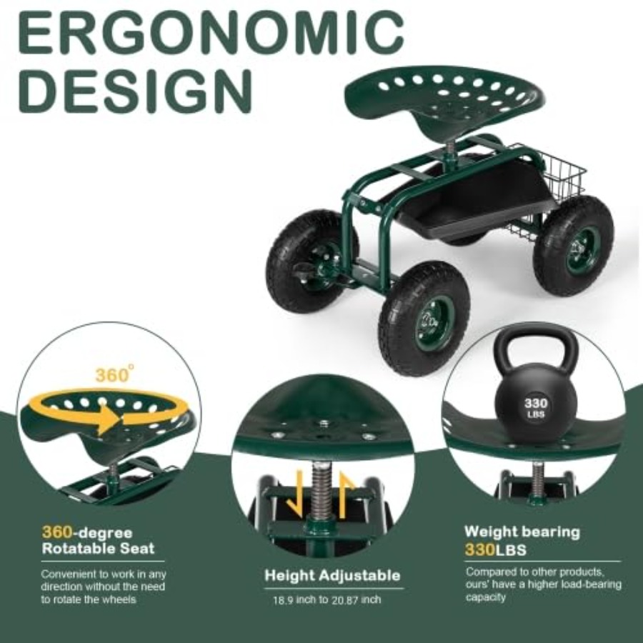 รถเข็นสวนพร้อมที่นั่งแบบมีล้อเ - Gardening Tools For Seniors บทวิจารณ์และราคา