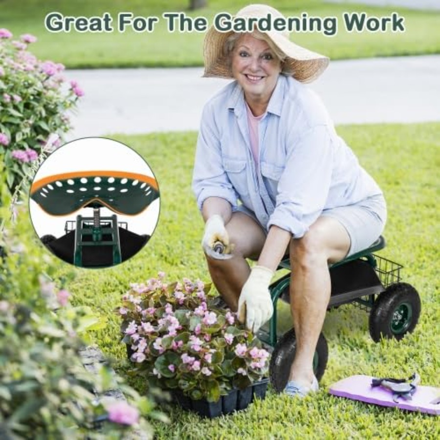 รถเข็นสวนพร้อมที่นั่งแบบมีล้อเ - Gardening Tools For Seniors บทวิจารณ์และราคา