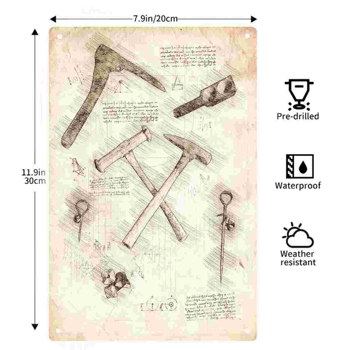ป้ายโลหะตกแต่งผนังลายค้อนวินเท - Gardening Tools Sketch บทวิจารณ์และราคา