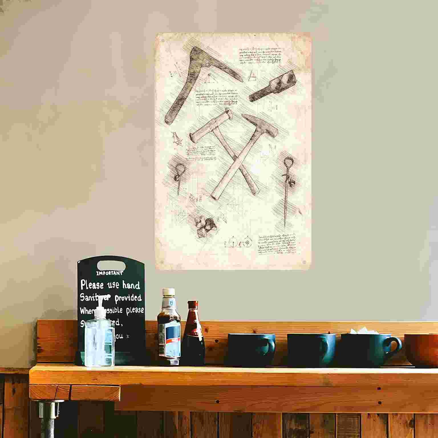 ป้ายโลหะตกแต่งผนังลายค้อนวินเท - Gardening Tools Sketch บทวิจารณ์และราคา